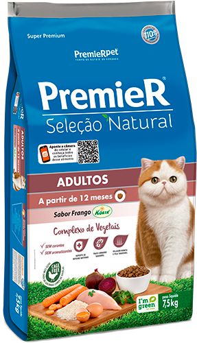Ração Seca Premier Seleção Natural Gatos Adultos sabor Frango