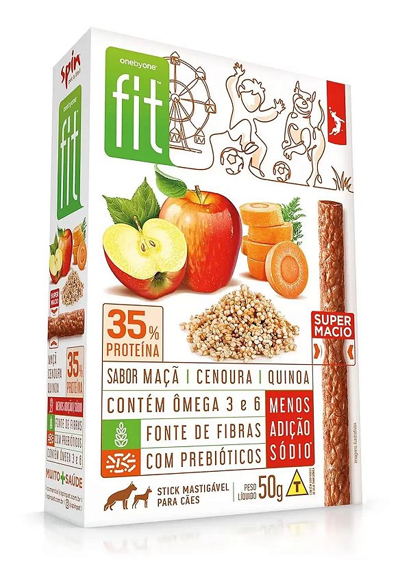 Stick Spin Pet Fit para Cães sabor Maçã, Cenoura e Quinoa 50g