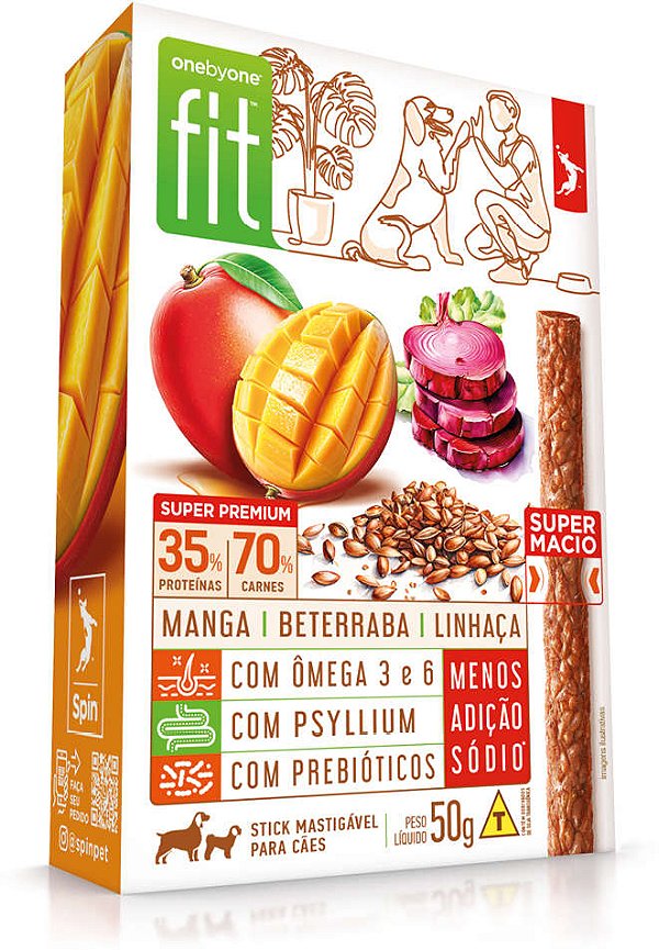 Petisco Spin Stick OnebyOne Fit sabor Manga, Beterraba e Linhaça 50g