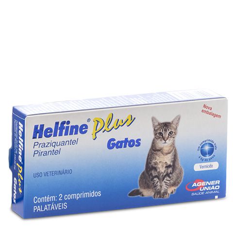 Vermífugo Agener União Helfine Plus Gatos 2 Comprimidos