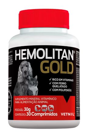 Suplemento Vetnil Hemolitan Gold 30 Comprimidos