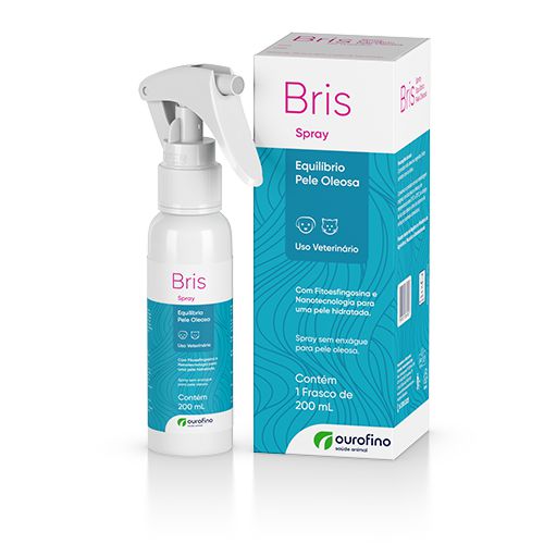 Bris Spray Pele Oleosa Ourofino 200mL Spray Dermatológico para Pele de Cães e Gatos