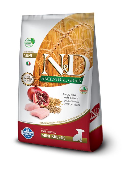 Ração Seca N&D Ancestral Puppy Mini sabor Frango e Romã