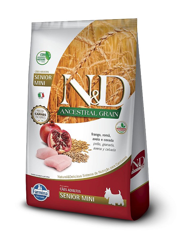 Ração Seca N&D Ancestral Senior Mini sabor Frango e Romã
