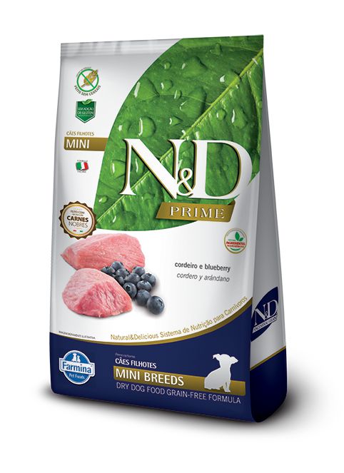 Ração Seca N&D Prime Puppy Mini sabor Cordeiro e Blueberry