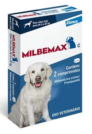 Vermífugo Elanco Milbemax C 12,5/125mg para Cães 5 a 25kg 2 Comprimidos