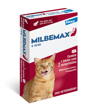 Vermífugo Elanco para Gatos Milbemax G 16/40 de 2kg a 8kg 2 Comprimidos