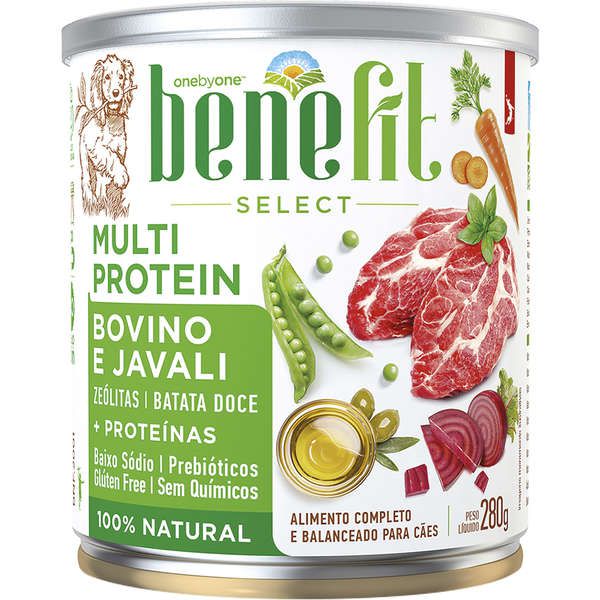 Ração Úmida Spin Pet Benefit Select Multi Protein sabor Bovino e Javali 280g