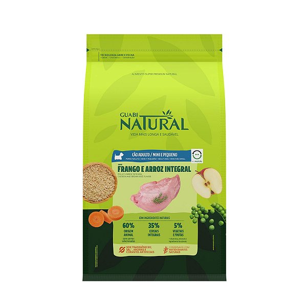 Ração Seca Guabi  Natural Cães Adultos Raças Mini e Pequenas sabor Frango e Arroz Integral