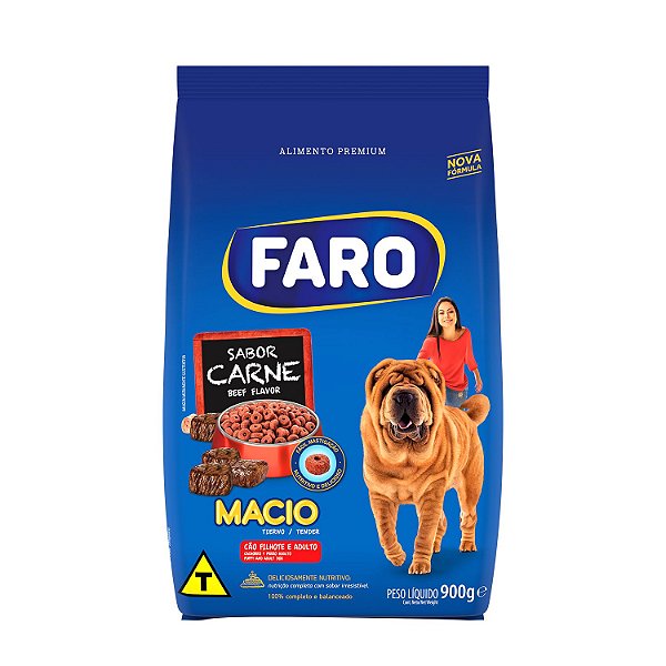 Ração Seca Faro Macio para Cão Adulto e Filhote Sabor Carne 900g