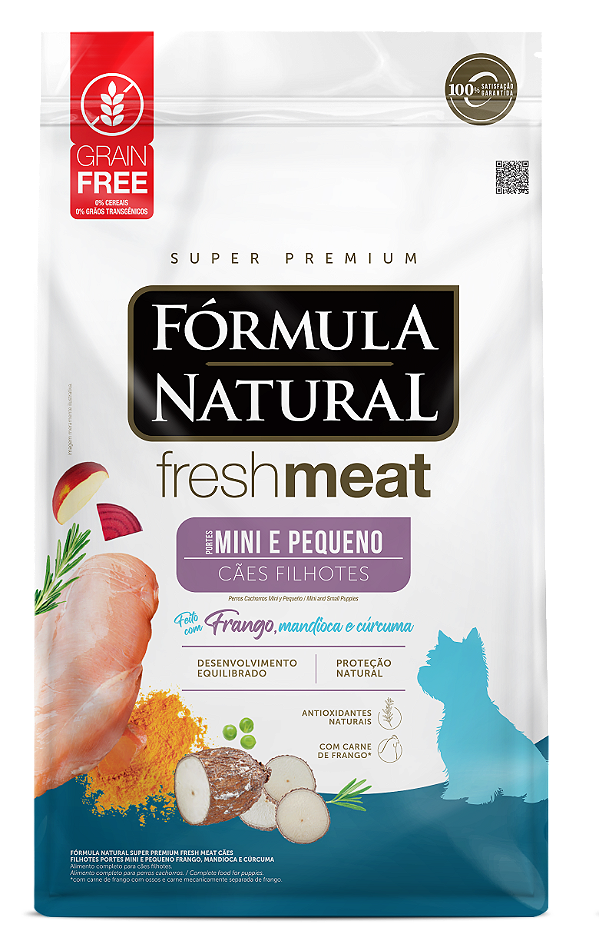 Ração Fórmula Natural Fresh Meat para Cães Filhotes de Porte Mini e Pequeno sabor Frango
