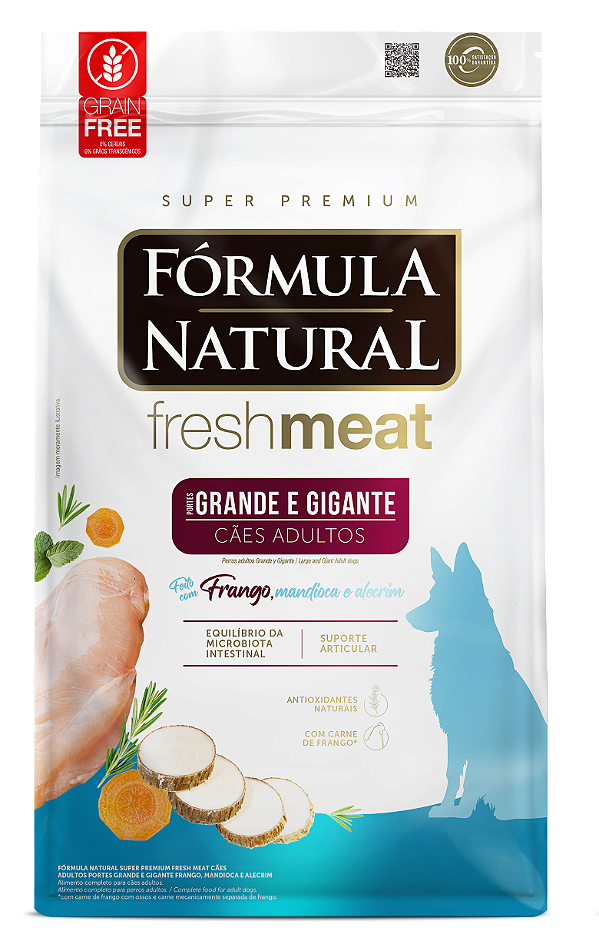 Ração Fórmula Natural Fresh Meat para Cães Adultos de Porte Grande e Gigante Sabor Frango