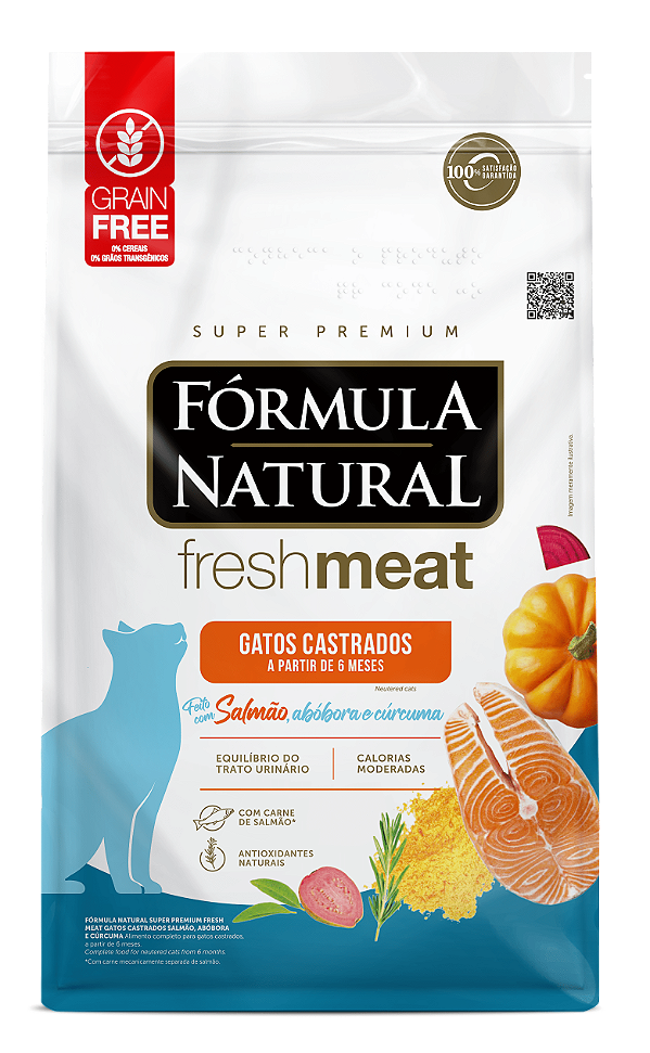Ração Fórmula Natural Fresh Meat para Gatos Adultos Castrados Sabor Salmão