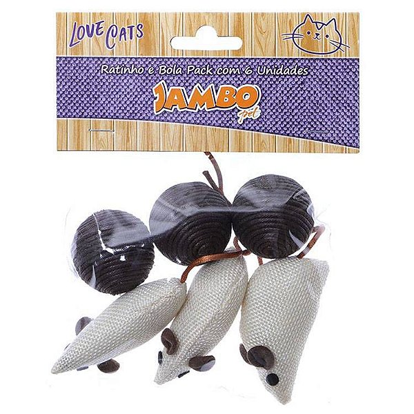 JB70474N Brinquedo Jambo Ratinho e Bola Pack 6 Unidades