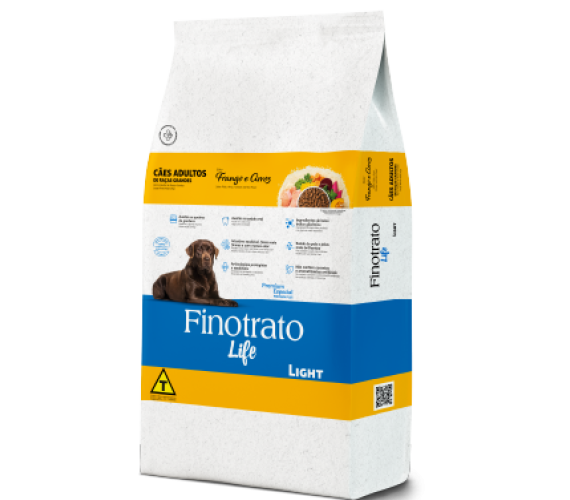 Ração Finotrato Life Light para Cães Adultos de Raças Grandes Sabor Frango e Arroz 15kg