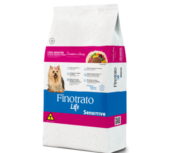 Ração Finotrato Life Sensitive Cordeiro e Arroz para Cães Adultos de Raças Pequenas e Médias