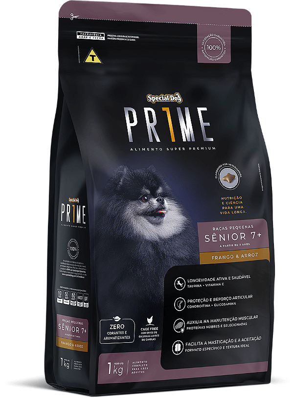Ração Seca Special Dog Prime Cães Sênior 7+ Porte Pequeno sabor Frango e Arroz