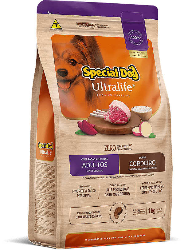 Ração Seca Special Dog Ultralife Cães Adultos Porte Pequeno sabor Cordeiro e Arroz