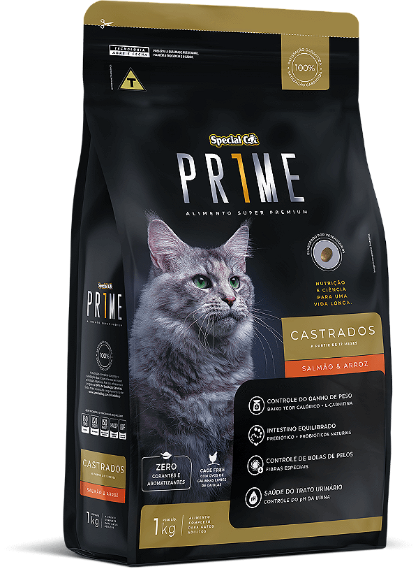Ração Seca Special Cat Prime Castrados sabor Salmão e Arroz