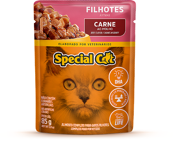 Alimento Úmido Sachê Special Cat Filhote sabor Carne 85g