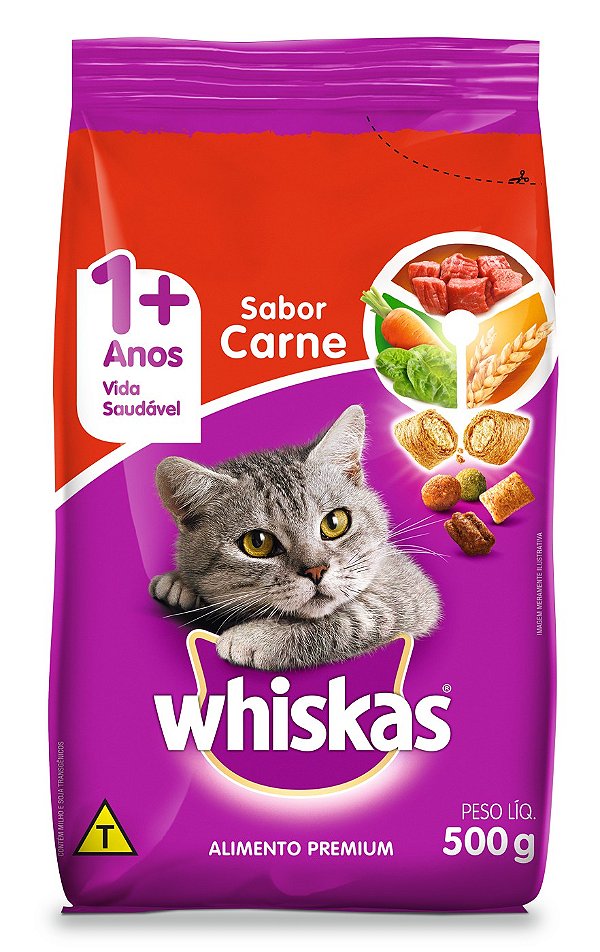 Ração Seca Whiskas Gatos Adultos sabor Carne