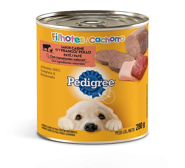 Alimento Úmido Lata Pedigree Cães Filhotes sabor Carne e Frango ao Patê 280g