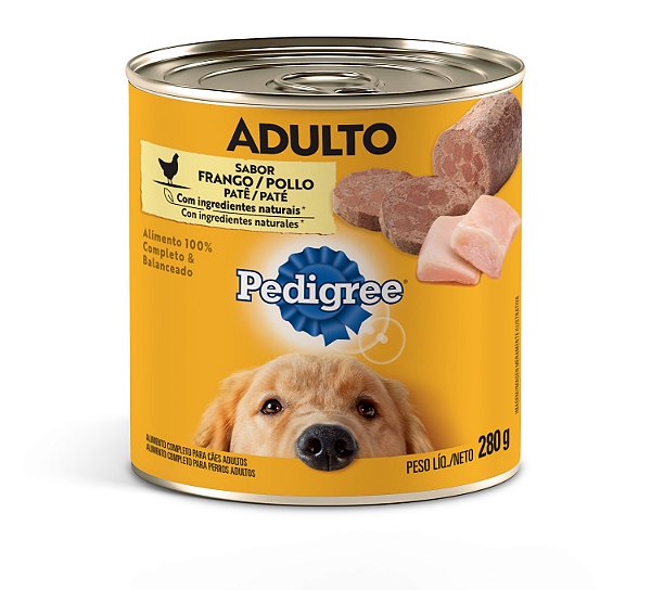 Alimento Úmido Lata Pedigree Cães Adultos sabor Frango ao Patê 280g