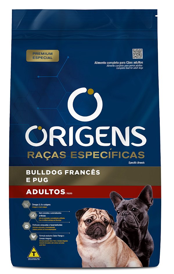 Ração Seca Origens Cão Adulto de Raça Específica Bulldog Francês e Pug
