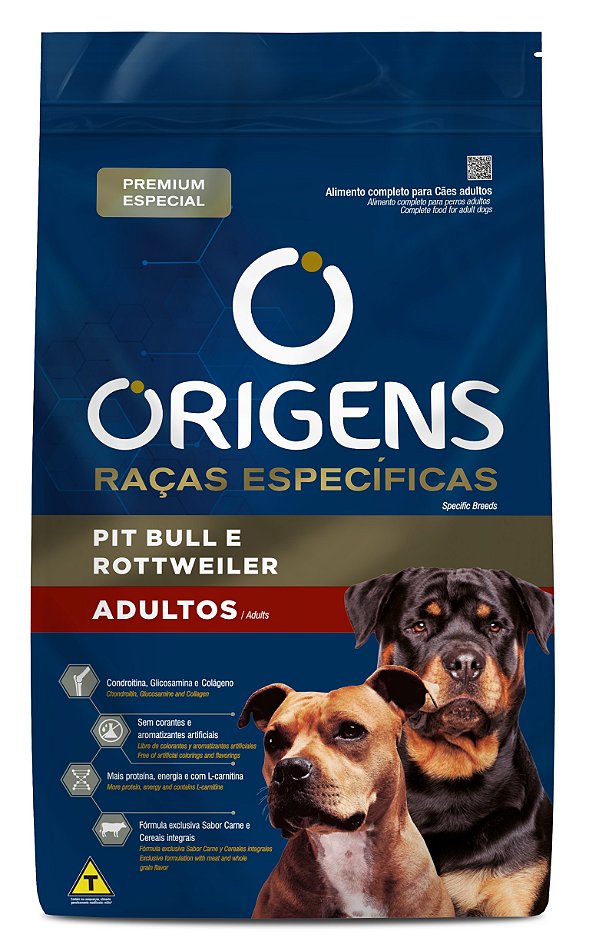 Ração Seca Origens Cão Adulto de Raça Específica Pit Bull e Rottweiler 15kg