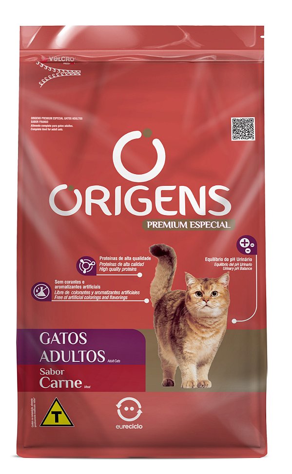 Ração Seca Origens Gato Adulto sabor Carne