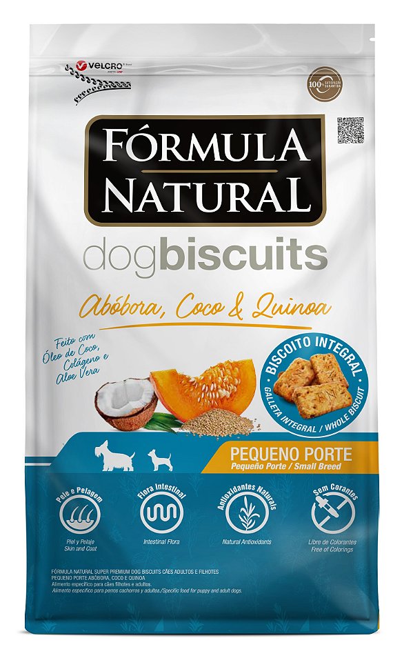 Biscoito Fórmula Natural Cão de Pequeno Porte Biscuits sabor Abóbora, Coco E Quinoa 250g