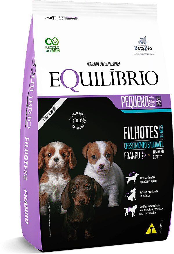 Ração Seca Equilíbrio Cães Filhotes Porte Pequeno sabor Frango