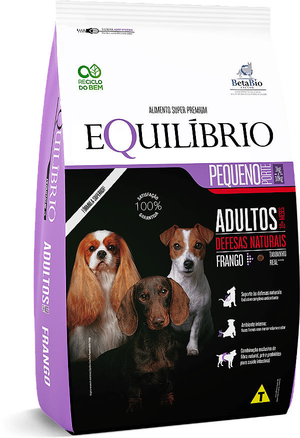 Ração Seca Equilíbrio Cães Adultos Porte Pequeno sabor Frango