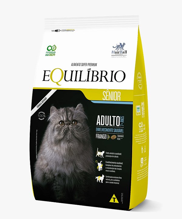 Ração Seca Equilíbrio Gatos Sênior sabor Frango 1,5kg