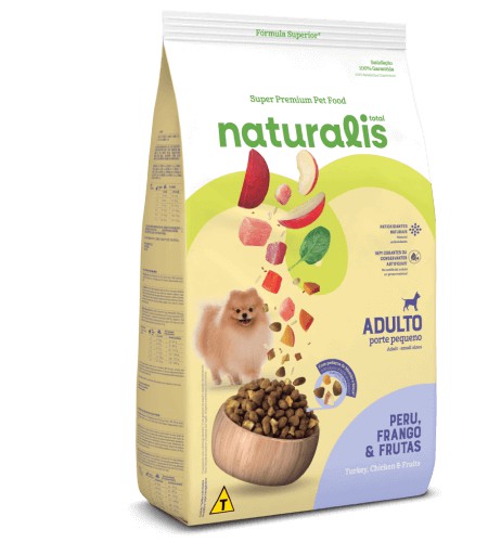 Ração Seca Naturalis Cão Adulto de Pequeno Porte sabor Peru, Frango e Frutas