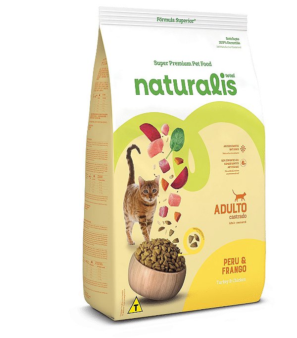 Ração Seca Naturalis Gato Adulto Castrado sabor Peru e Frango