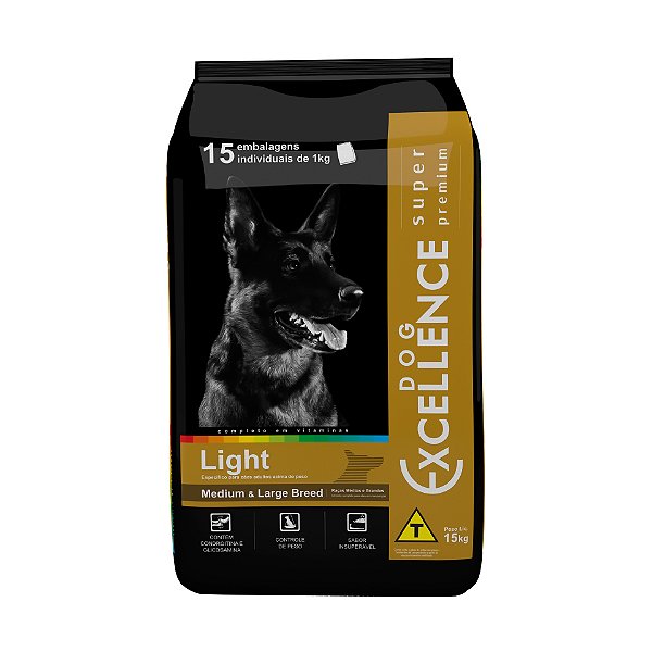 Ração Seca Dog Excellence Super Premium Cães Adultos Light Raças Médias 15kg