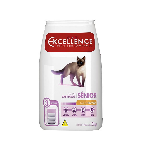 Ração Seca Cat Excellence Castrados Sênior sabor Frango