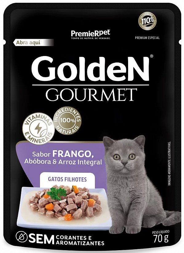 Alimento Úmido Sachê Golden Gourmet Gatos Filhotes sabor Frango 70g