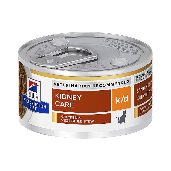 Ração Hill's Prescription Diet Lata k/d para Gatos Adultos Cuidado Renal 82g