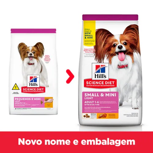 Ração Hill's Science Diet Light com baixas calorias Pequenos e Mini para Cães Adultos Sabor Frango 2.04kg
