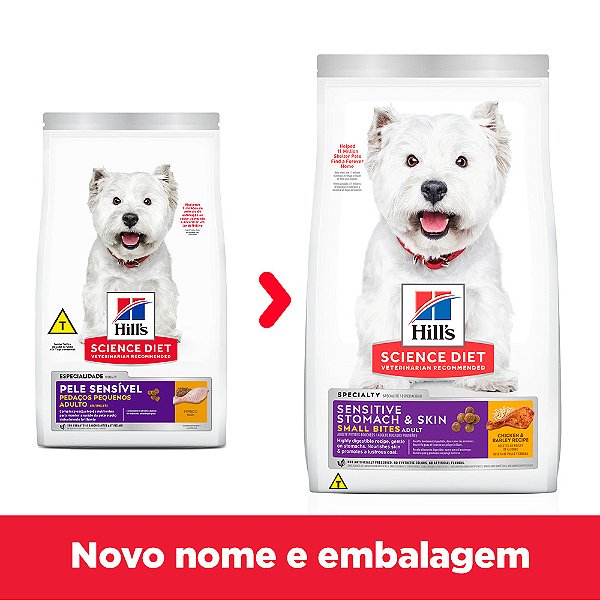 Ração Hill's Science Diet Pele Sensível Pedaços Pequenos para Cães Adultos Sabor Frango