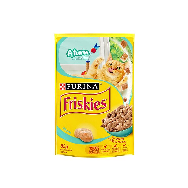 Alimento Úmido Sachê Friskies Gatos Adultos sabor Atum ao Molho 85g