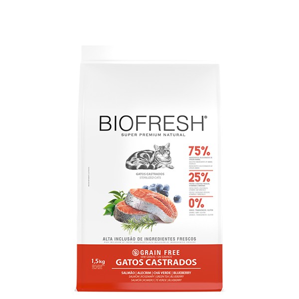 Ração Seca Biofresh Gatos Castrados sabor Salmão