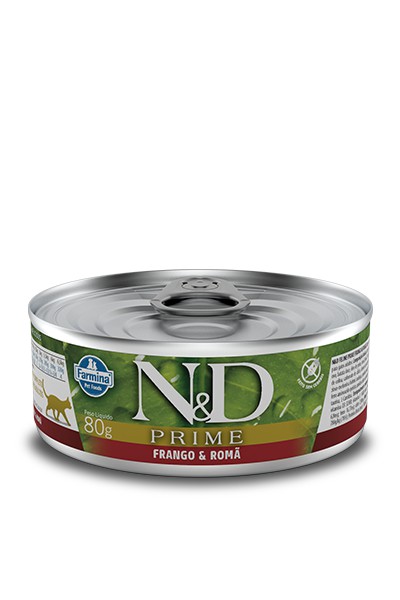 Alimento Úmido Lata N&D Feline Prime Adult sabor Frango e Romã 80g