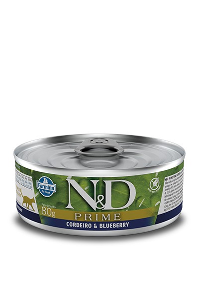 Alimento Úmido Lata N&D Feline Prime Adult sabor Cordeiro e Blueberry 80g