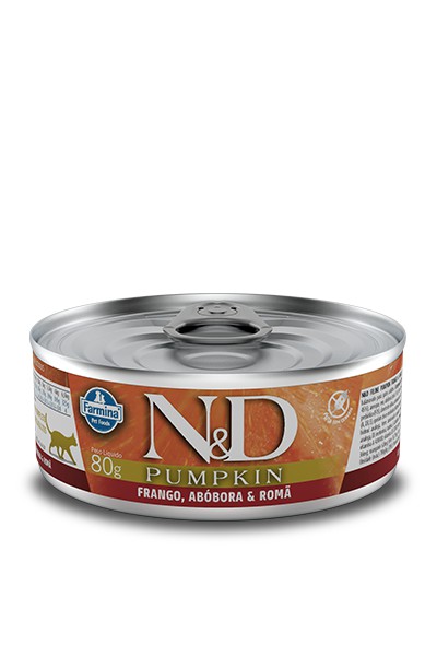 Alimento Úmido Lata N&D Feline Pumpkin Adult sabor Frango, Abóbora e Romã 80g
