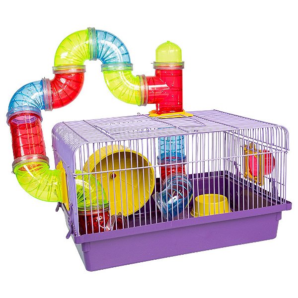 Gaiola Hamster Jel Plast Tubo Luxo Desmontável
