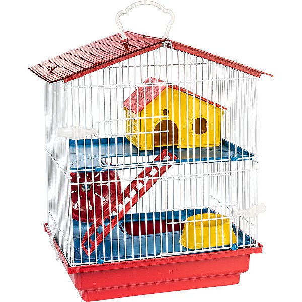 Gaiola Hamster Jel Plast 1 Andar Teto de Plástico Desmontável Ref. 634