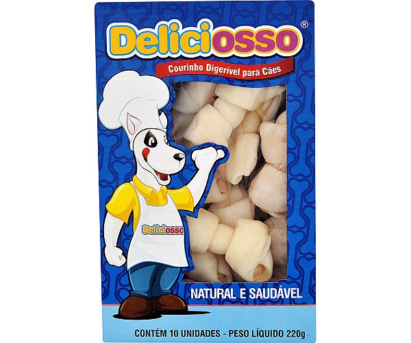 Courinho Digerível para Cães Deliciosso Osso Mini 220g 10 Unidades